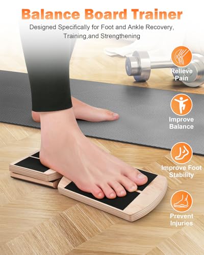 Ankle Strengthener & Single Leg Balance Board, Foot Strengthener for Plantar Fasciitis & Achilles Tendonitis, Physical Therapy, Sprain Recovery & Arch Support