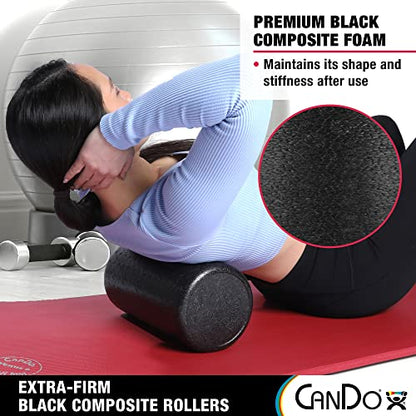 CanDo Black Composite High-Density Foam Rollers for Muscle Restoration Massage Therapy Sport Recovery and Physical Therapy 6" x 18" Round - size: 6" x 18", style: Round