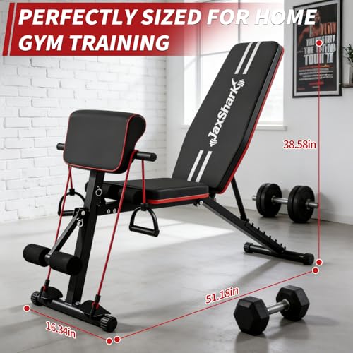 Adjustable Weight Bench, Foldable Workout Bench Press, Weight Benches for Home Gym, 700LBS Gym Bench with Preacher Curl & Leg Extension, Incline Decline Flat Bench for Full Body Exercise & Fitness Equipment