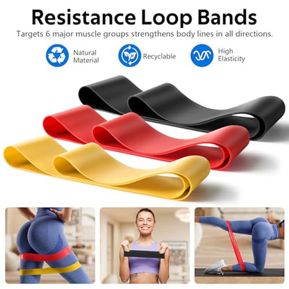 7 in1 Foam Roller Set for Deep Tissue Muscle Massager - High Density Back Roller, Muscle Roller Stick, Resistance Bands, Foot Massage Ball, Stretching Strap for Exercise, Whole Body Physical Therapy