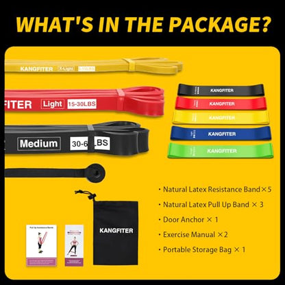 Resistance Bands for Working Out, Pull Up Bands for Men Women, Thick Heavy Resistance Band Set with Door Anchor, Elastic Exercise Bands for Body Stretching, Physical Therapy, Home Workouts