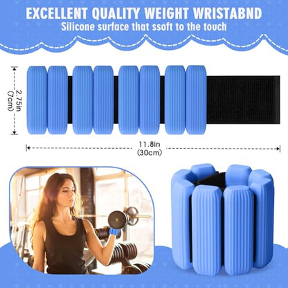 Wrist Weights, 2Pack Adjustable Wearable Wrist Ankle Weights for Women/Men, Silicone Wrist Bangles for Walking, Yoga, Pilates, and Gym, Arm & Leg Workout, 2lb - color: Blue