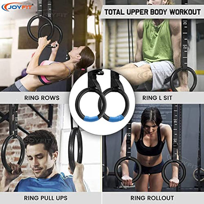 Gym Rings with 990 lbs Load Capacity, Adjustable Buckle Straps for Men and Women Cross-Training Workout, Exercise, StrengthTraining, Gymnastics, Bodybuilding (Set of 2)