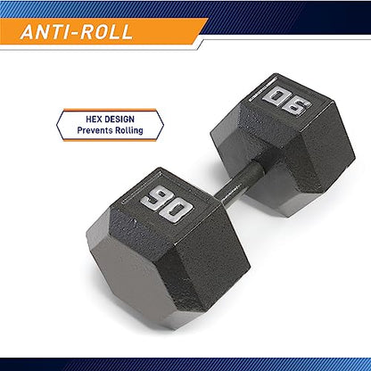 Marcy Cast Iron Hex Dumbbells Collection - Available size from 3-lb to 100-lb, SOLD INDIVIDUALLY - style: 90lbs