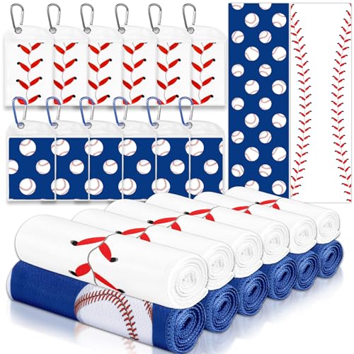 12Pcs Baseball Cooling Towels with Bags 38x12 Inch Breathable Baseball Microfiber Ice Towel Fast Drying Workout Rags Bulk Sport Team Gift for Team Gym Running Coach Sport Party Favors