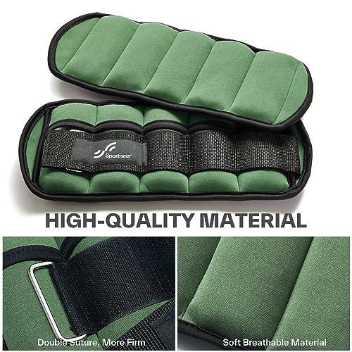 Sportneer Adjustable Ankle Weights for Women and Men 7 lbs/Pair Adjustable Leg Weights with Secure Straps, Strength Training Weighted for Yoga, Walking, Running, Aerobics, Gym, Physical Therapy - color: Olive