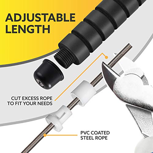 3DActive Jump Rope, Tangle-Free Adjustable Skipping Rope with Ball Bearings. Perfect for Home Workouts, Cardio Exercise & Burning Calories. Cordless Jump Rope, Handle Weights & Carry Bag Included - Black