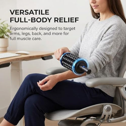 Electric Rolling Percussive Massager, Electric Fascia Roller Massager with Hands-Free Base, Rechargeable Fascia Roller for Back, Legs, Feet, Deep Tissue Muscle Recovery (Rose Gold) - color: Rose Gold
