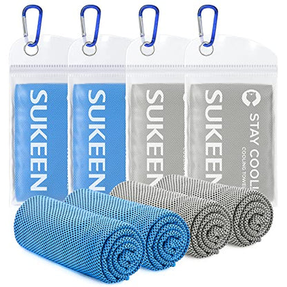 Sukeen 4 Pack Cooling Towels (40"x 12"), Cooling Neck Wraps, Soft Ice Towel - color: Grey/Grey/Blue/Blue