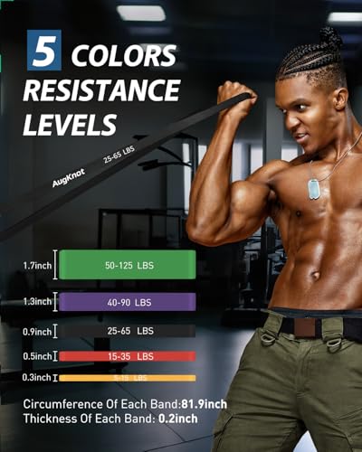 Resistance Bands for Working Out: 5-Levels Exercise Bands Set - Pull Up Assistance Elastic Silicone - Physical Therapy/Training/Stretching- Home Gym for Women and Men