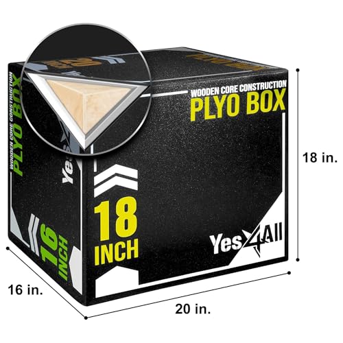 Yes4All 3-in-1 Soft-Padded Plyo Box With Wooden Core, Non-Slip Multi-Use Cushioned Plyometric Jump Box with Vinyl Cover for Jumping, Conditioning, Strength Training