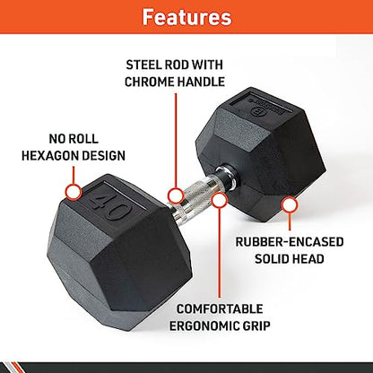 Body Sport Rubber Encased Hex Dumbbell Weight, Single – Dumbbells for Exercises – Strength Training Equipment – Home Gym Accessories – Weight Training - style: 70 lbs