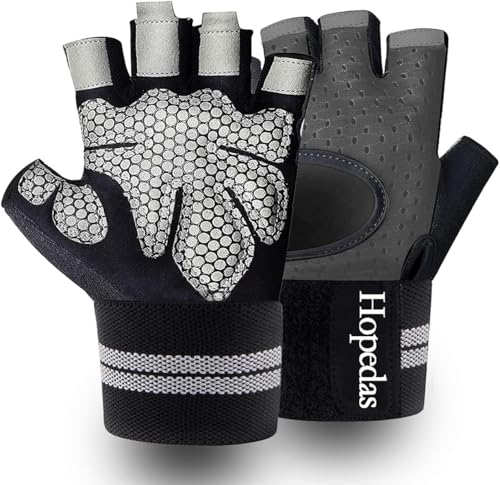 Workout Gloves Weight Lifting Gloves Palm Support Protection for Men Women, Exercise Gloves Sports for Training, Fitness, Gym, - color: Wrist Wrap Gray, size: Medium