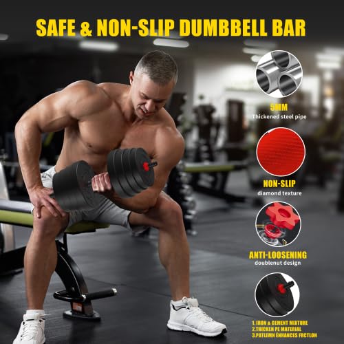 Adjustable Dumbbells, 25/45/75/90lbs Free Weight Set with Connector, 4 in1 Dumbbells Set Used as Barbell, Kettlebells, Push up Stand, Fitness Exercises for Home Gym Suitable Men/Women