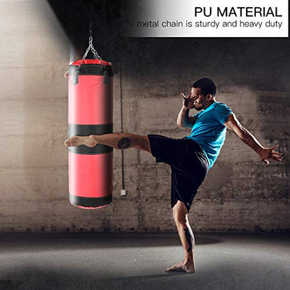 Bnineteenteam Heavy Punching Bag,Training Boxing Bag with Chain for Adults Men Women(Empty) - color: Red, size: 120cm