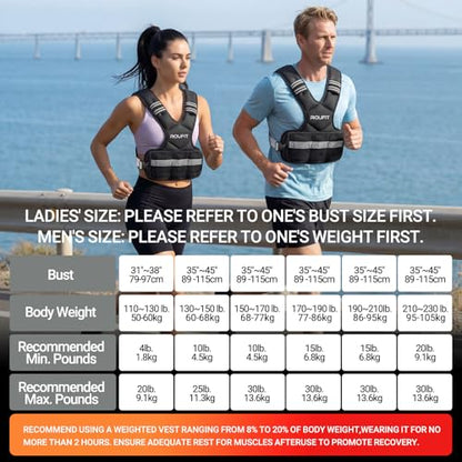 Weighted Vest for Women Adjustable (4-10lb / 6-15lb) Weight Vest for Walking & Running,Weights for Workout Exercise Fitness Gym, Odor-Free Neoprene & Wide Padded Comfort Shoulder Straps & Phone Pocket