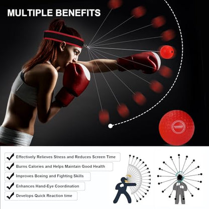 Dermasy® Upgraded Boxing Reflex Ball, Boxing Training Ball with Headband Perfect for Reaction, Punching Speed, Fight Skill, Fitness, Newst Boxing Equipment - style: 1 ball