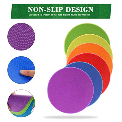 Poly Spots Spot Markers for Gym Floor 9inch 10inch 12/18/24/36 Pcs Flat Cones Non-Slip Rubber Floor Dots Circles for Sports Soccer Basketball Agility Training Dance Classroom - style: 36Pcs 9inch