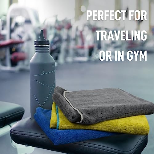 Microfiber Gym Towels Super Absorbent Compact Travel Workout Towel Quick Dry Camping Sweat Towel for Sports Beach Swimming Backpacking Hiking and Yoga Men Women 16 Inch X 32 Inch