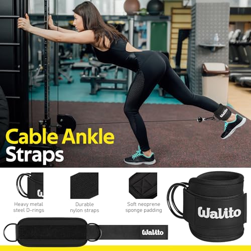 WALITO 8Pcs Barbell Pad Set for Hip Thrust - Squat Pad,Gym Accessories for Women with Bar Bad,Bench Press, with Gym Ankle Straps,Resistance Bands for Working Out,Lifting Strap,Carry Bag