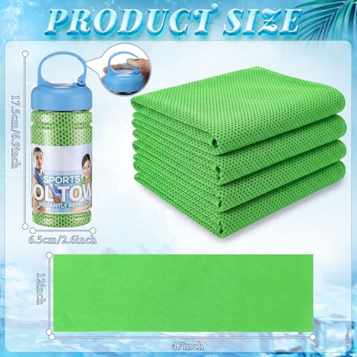 Honoson 10 Pcs Cooling Towels with Bottle, 47 x 12 in, Green - color: Green
