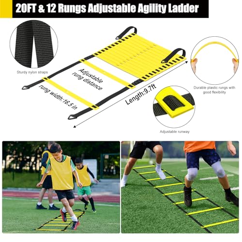 Kids Soccer Goals for Backyard Set, 2 Pack of 4x3 ft 6x4 ft Portable Pop Up Soccer Nets with Soccer Ball, Agility Ladder, Cones, Complete Training Equipment for Youth, Toddler Outdoor Sports Games