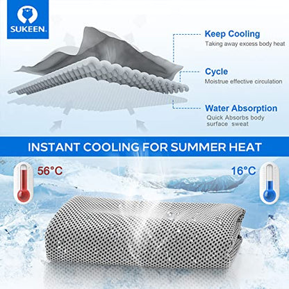Sukeen 4 Pack Cooling Towels (40"x 12"), Cooling Neck Wraps, Soft Ice Towel - color: Grey/Lake Blue/Purple/Blue