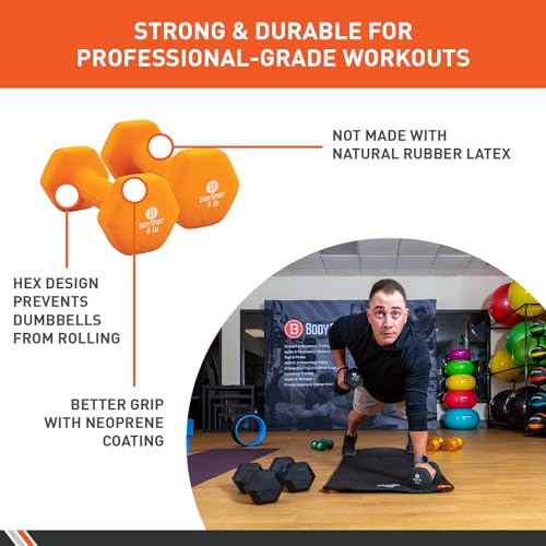 Body Sport Neoprene Dumbbell Weight - Latex-Free, Strength Training Equipment for Home Fitness & Gym Workouts - color: 6 Pound
