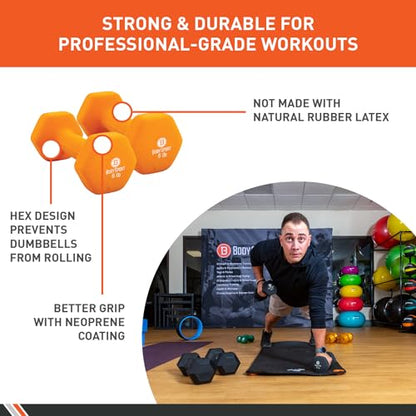 Body Sport Neoprene Dumbbell Weight - Latex-Free, Strength Training Equipment for Home Fitness & Gym Workouts - color: 6 Pound