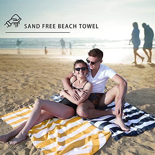 Your Choice Microfiber Beach Towel Sand-Free Quick Dry (67"x35"/60"x30") - color: Z-black Stripes, size: Extra Large(67x35")