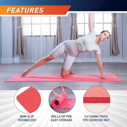 Circuit Fitness by Marcy Non-Slip Multi-Purpose Exercise Yoga Mats with Carrying Strap Multi-Thickness, Multi-Color Options - color: Mint Green, size: 1/4-inch