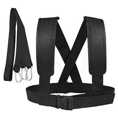 Drfeify Reinforced Stiching Sled Harness, Shoulder Strap With Elastic Rope and Belt, for Speed Training, Resistance, and Team Sports