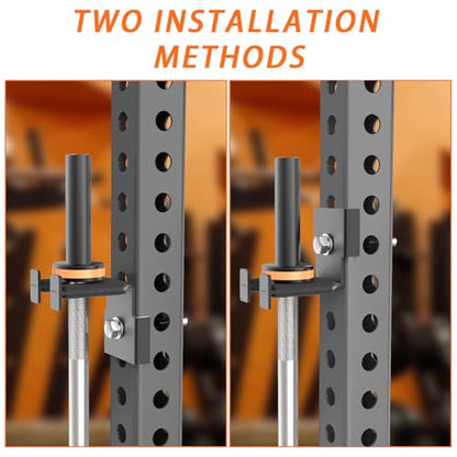 Barbell Holder for 2x2 & 3x3 Power Racks, No Drilling Required – Heavy-Duty Steel Barbell Storage Rack with Protective Padding, Fits 5/8''-1'' Holes – Secure & Space-Saving Gym Equipment Organizer