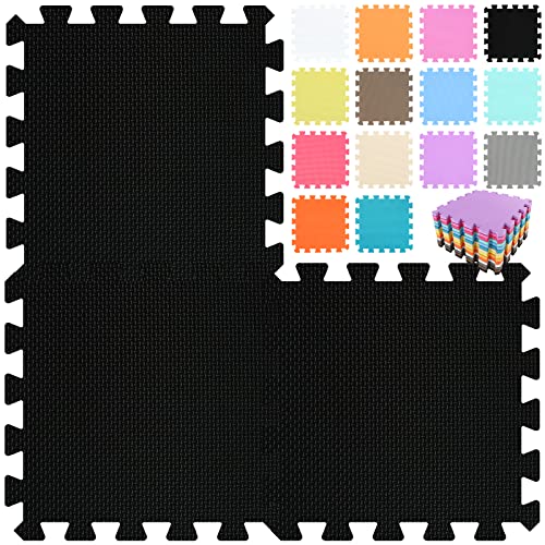 qqpp EVA Rubber 18 Tiles Interlocking Puzzle Foam Floor Mats - Baby Play Mat for Playing | Exercise Mat for Home Workout. Black. QC-Db18N - color: Black, size: 18 Tiles