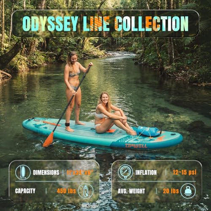 11'×34" Stand Up Paddle Board, SUP Board for Adults & Teens, Inflatable SUP Board with Premium Accessories, 120L Backpack, Paddle, Leash, Hand Pump, Fins