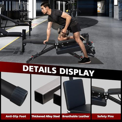 Folding Workout Bench Adjustable Strength Training Chair for Home Gym Full Body Exercise with 660LBS Capacity Fast Fold Design