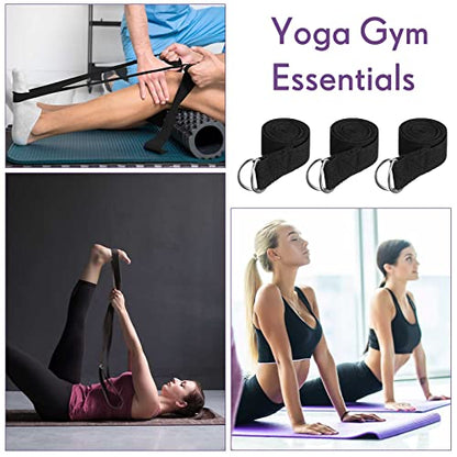 Yoga Strap for Stretching Bulk 6ft Exercise Stretch Band with Metal D Ring Adjustable Pilates Non Elastic Yoga Belt for Women Men Physical Fitness Gym Workout Dance