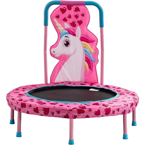 36 inch Mini Toddler Trampoline for Kids, 36'' No-Gap Indoor Outdoor Small Rebounder Trampoline with Foam Handle and Safety Padded Cover Fun for Kids Ages 1-6 - color: Pink