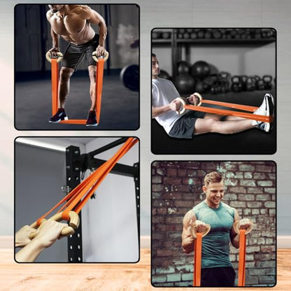 Lights Mountain Wooden Resistance Bands Handles Versatile Exercise Handles with Anti-Slip Grip Tapes for Elastic Band Workouts Home Gym Strength Training and Full-Body Workouts