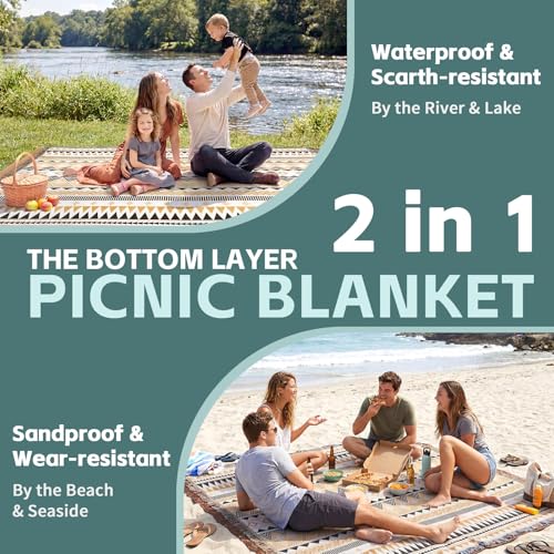 2 in 1 Extra Large Boho Beach Blanket Towel Giant Woven Outdoor Rug Picnic Mat Camping Gear Cruise Essential 2026 Summer Vacation Must Have Airplane Travel Accessories Costa Rica Hawaii Trip Stuff - color: Boho Brown