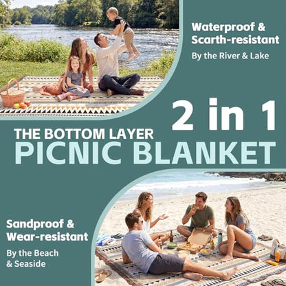 2 in 1 Extra Large Boho Beach Blanket Towel Giant Woven Outdoor Rug Picnic Mat Camping Gear Cruise Essential 2026 Summer Vacation Must Have Airplane Travel Accessories Costa Rica Hawaii Trip Stuff - color: Boho Brown