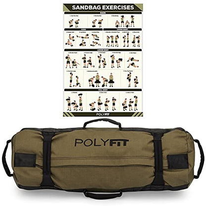 Polyfit Classic Sandbag - Workout Sandbag with 8 Gripping Handles - color: GREEN, size: Medium (30-75lbs)