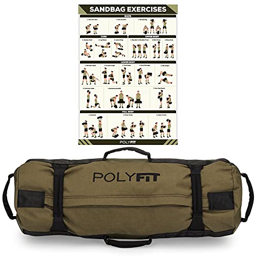 Polyfit Classic Sandbag - Workout Sandbag with 8 Gripping Handles - color: GREEN, size: Large (50-125lbs)