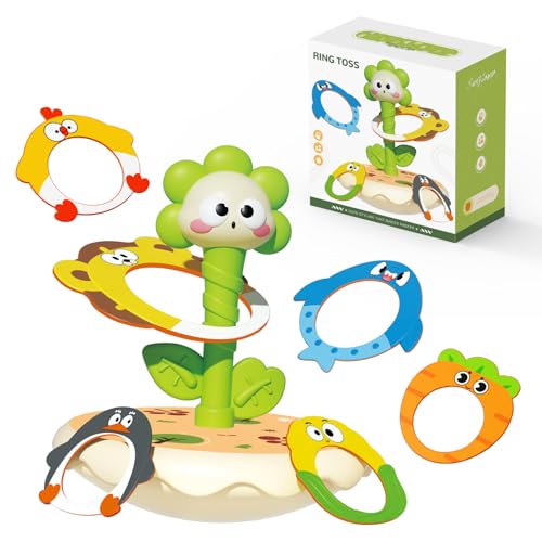 Ring toss Rings, Plastic Rings for Ring toss, Ring Game for Children, Birthday Gift, Tumbler Toy(Green (Sunflower))