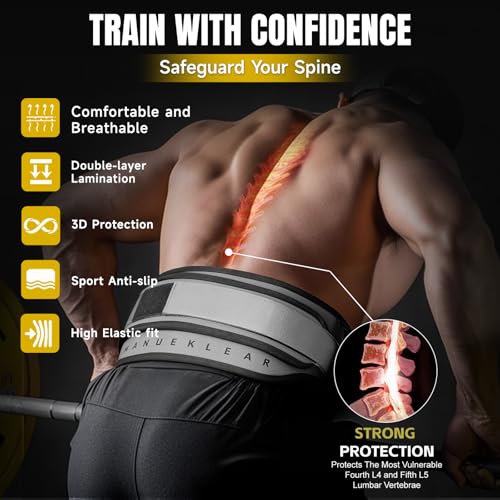 MANUEKLEAR 2-in-1 Weightlifting Belt & Dip Belt with 36.7 IN Rope, Double-Layer Weight Lifting Belts, Powerlifting Gym Weighted Belt for Pull Up Squat - color: Sleek Grey, size: L(34-37in)