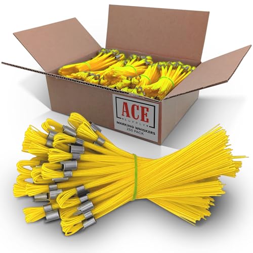 ACE Supply Yellow Marking Whiskers - 250 Pack - Durable Marking Set - Use As Survey Stakes, Construction Markers, Or Trail Markers - color: Yellow, size: 250 Pack