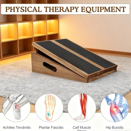 Slant Board for Calf Stretching, Adjustable Wooden Calf Stretcher Incline Board, Wedge Stretcher for Squats, Professional Stretch Board for Knees Ankle Heel Feet Leg