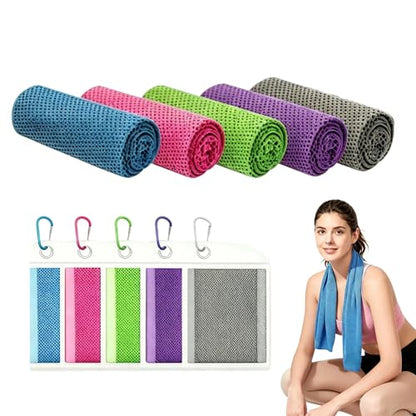 Cooling Towels for Neck and Face, 5 Pack Soft Microfiber Gym Towel（40" X 12", Breathable Cooling Towels for Hot Weather, Gym Yoga Sports Workout Sweat Towels for Men Women Kids