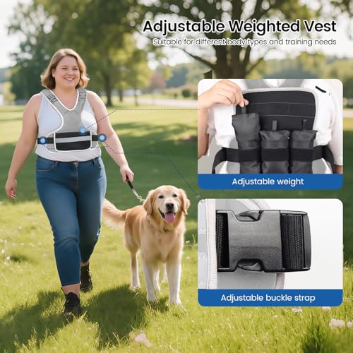 Adjustable Weighted Vest Woman 4-10lb/12-18lb/20-32lb Weighted Vest Men with 6 Ironsand Weights, Shoulder Pads and Large Pocket for Walking Running Crossfit Strength Training - color: Grey, size: 12-18lb