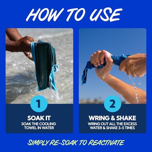 Sun Ninja Cooling Towels for Neck and Face, Instant Cold Towel for Hot Yoga, Sports, Gym and Golf, Microfiber Cooling Cloth - Turquoise Blue - color: Light Blue